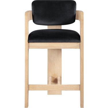 Sacha Velvet Stool In Black and Natural