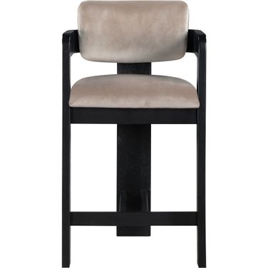 Sacha Velvet Stool In Black and Taupe