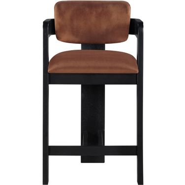 Sacha Velvet Stool In Cognac and Black