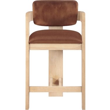 Sacha Velvet Stool In Cognac and Natural