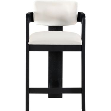 Sacha Velvet Stool In Cream and Black