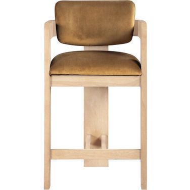 Sacha Velvet Stool In Saddle and Natural