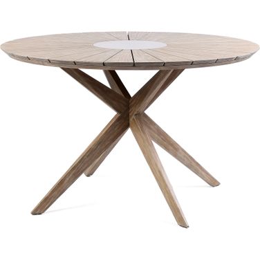 Sachi Outdoor Light Eucalyptus Wood and Concrete Round Dining Table