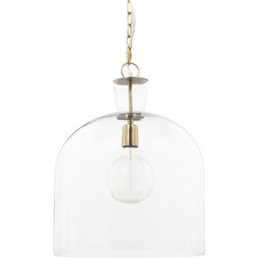 Sadah Clear Blown Glass with Gold Metal Large Pendant Light In Brown