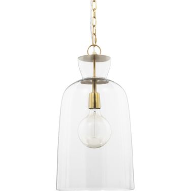 Sadah Clear Blown Glass with Gold Metal Tall Pendant Light In Brown