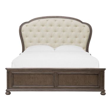 Saddle Creek King Upholstered Bed In Timber Brown
