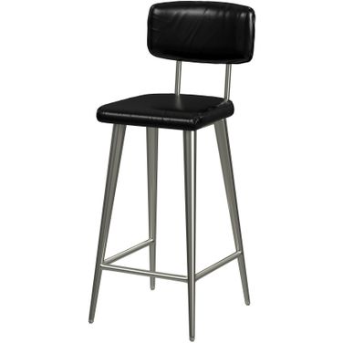 Saddle Leather Rectangular 26 Inch Counter Stool In Black