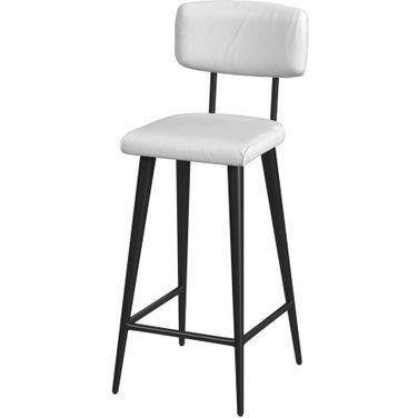 Saddle Leather Rectangular 26 Inch Counter Stool In White
