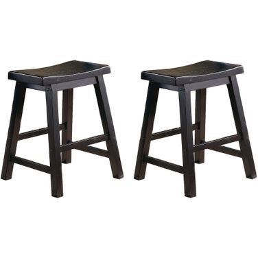 Saddleback Black 18" Black Stool Set of 2