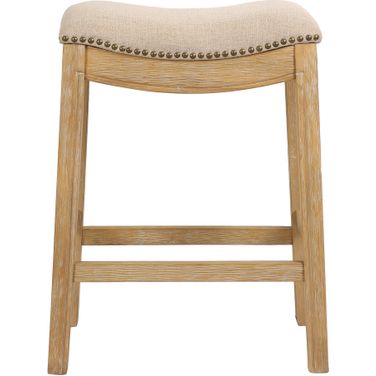 Sadie 26 Inch Saddle Wood Counter-Height Barstool with Fabric In Natural and Cream
