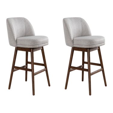 Sadie 30 Inch Bar Height Swivel Barstool Set of 2 In Taupe and Brown
