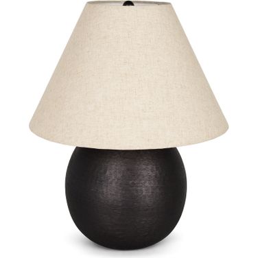 Sadiyah Brushed Metal with Beige Shade Table Lamp In Black