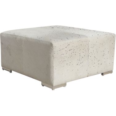 Safari Collection Foil Cowhide and Steel Square Ottoman In Silver