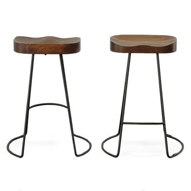 Saga 25 Inch Counter Stool - Set of 2 In Chestnut Seat and Black Base