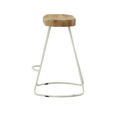 Saga 25 Inch Counter Stool - Set of 2 In Natural Seat and White Base