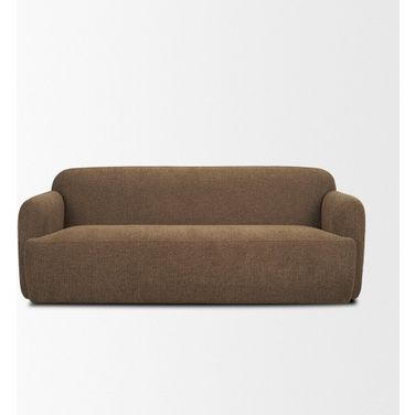 Saga 3-Seater Sofa with Brown Plush Fabric In Brown