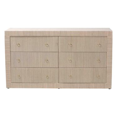 Sage 6-Drawer Natural Grasscloth Dresser In Beige