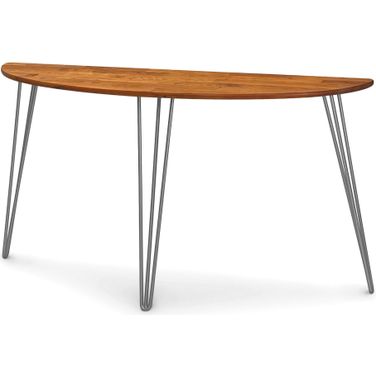 Sage Demilune Sofa Table With Metal Legs In Natural Cherry