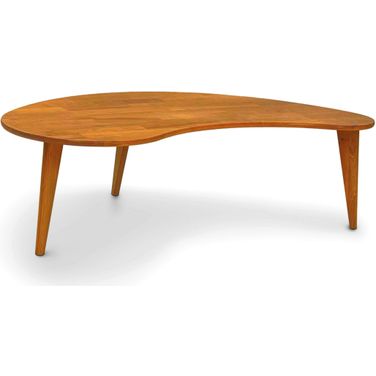 Sage Kidney Coffee Table With Wood Legs In Natural Cherry