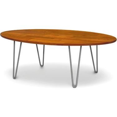 Sage Oval Coffee Table With Metal Legs In Natural Cherry