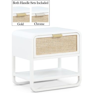 Sage Wood Veneer Night Stand In White