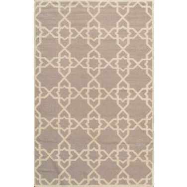 Sahara Collection Decorative Handmade Wool Flat Weave Area Rug - (5x8) In Grey and Ivory