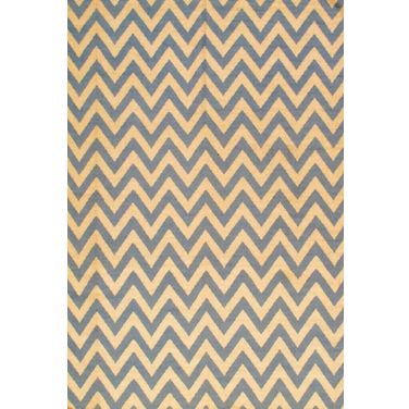 Sahara Collection Decorative Handmade Wool Flat Weave Area Rug (6x9) In Light Blue and Ivory