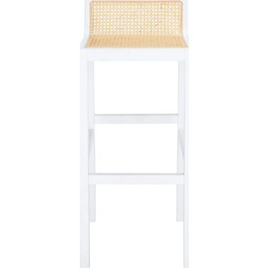 Saito Low Back Cane Bar Stool in White and Natural