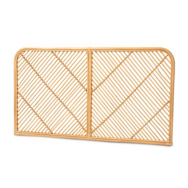 Sakina Rattan Wall Mount Queen Headboard In Natural Brown