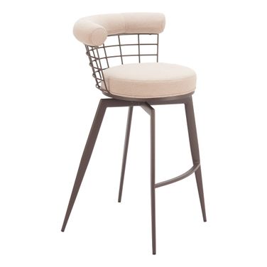Saku Swivel Barstool In Beige and Brown