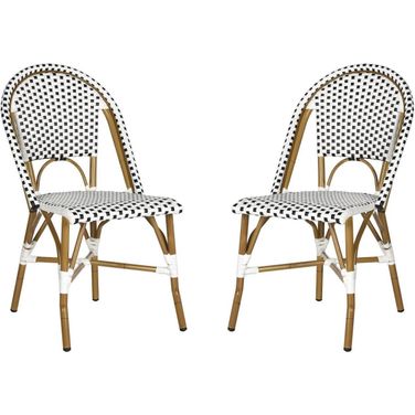 Salcha Black, White and Brown Indoor/Outdoor Bistro Stacking Side Chair Set of 2