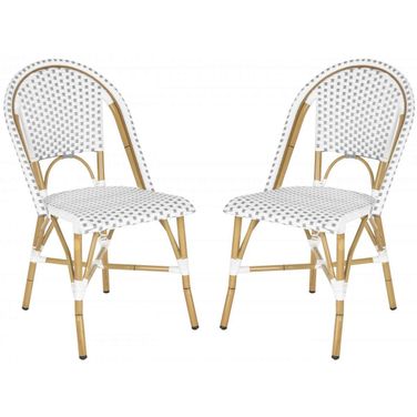Salcha Grey, White and Brown Indoor/Outdoor Bistro Stacking Side Chair Set of 2