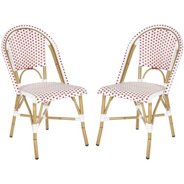 Salcha Red, White and Brown Indoor/Outdoor Bistro Stacking Side Chair Set of 2