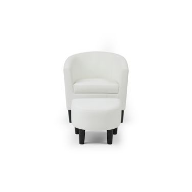 Salem Chair and Ottoman In White