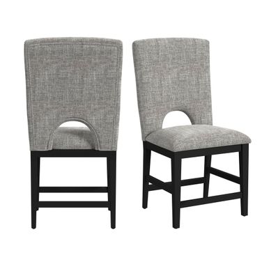 Salem Counter Side Chair with Fabric Set of 2 In Black and Grey