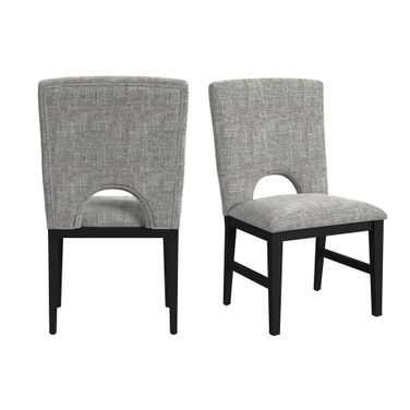 Salem Dining Side Chair with Fabric Set of 2 In Black and Grey