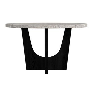 Salem Round Dining Table with Faux Marble Top In Black and Grey