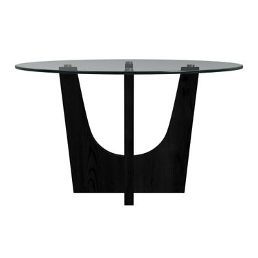 Salem Round Dining Table with Glass Top In Black
