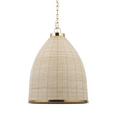 Saliha Cane with Metal Pendant Light In Brass