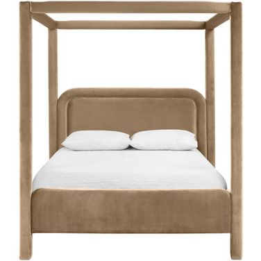 Salina Velvet Upholstered Full Bed In Beige