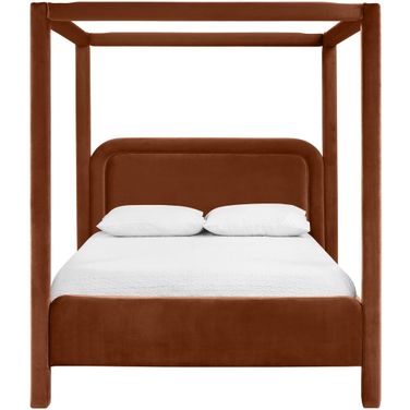 Salina Velvet Upholstered King Bed In Cognac