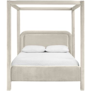 Salina Velvet Upholstered King Bed In Cream