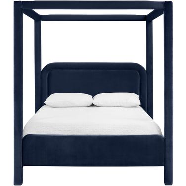 Salina Velvet Upholstered King Bed In Navy