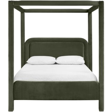 Salina Velvet Upholstered Queen Bed In Green