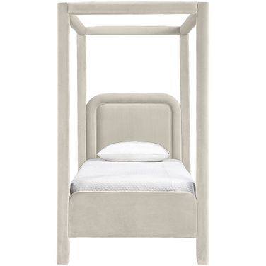 Salina Velvet Upholstered Twin Bed In Cream