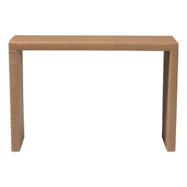 Salve Handwoven Wicker Woven Seagrass Console Table In Natural Brown