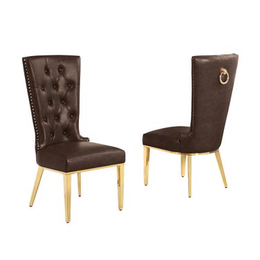 Sam Leather Air Dining Chair Set of 2 in Espresso