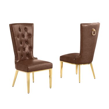 Sam Leather Air Dining Chair Set of 2 in Mocha