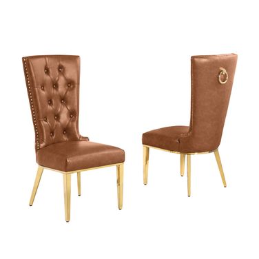 Sam Leather Air Dining Chair Set of 2 in Toffee