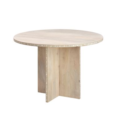 Sama Round Bistro Dining Table In White Patina